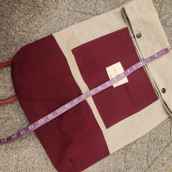 FLYAKI Bi-Color Backpack Handmade Canvas Dark Red and Cream High End Sustainable - Picture 8 of 8